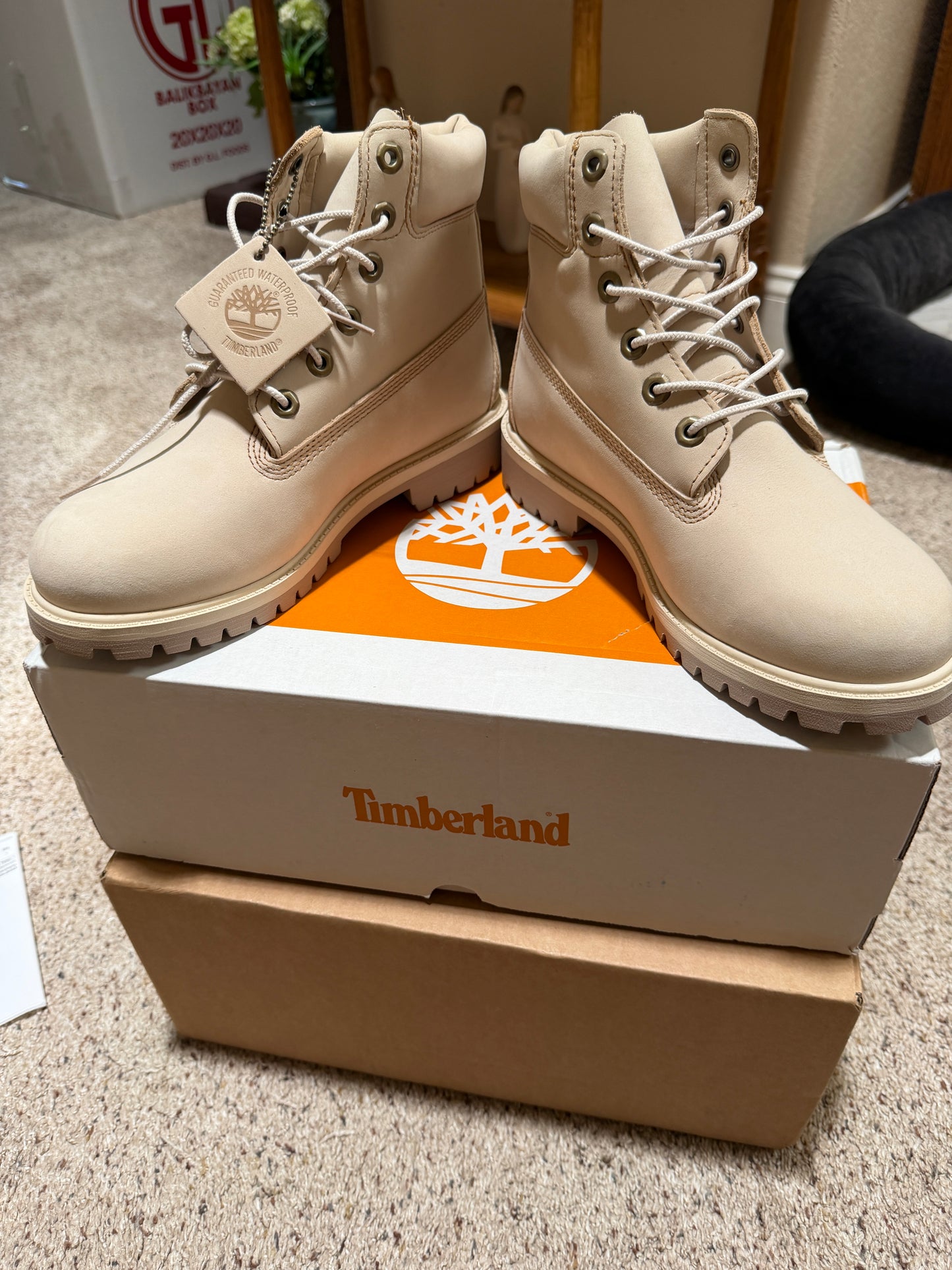 Timberland Beige Lace-Up Waterproof Work Boots