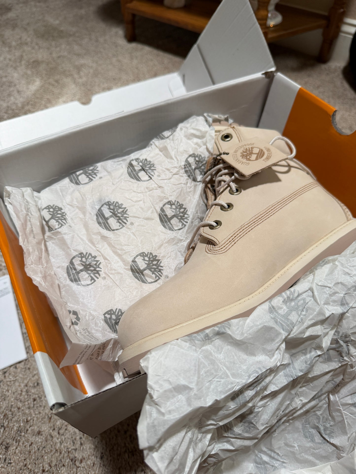 Timberland Beige Lace-Up Waterproof Work Boots