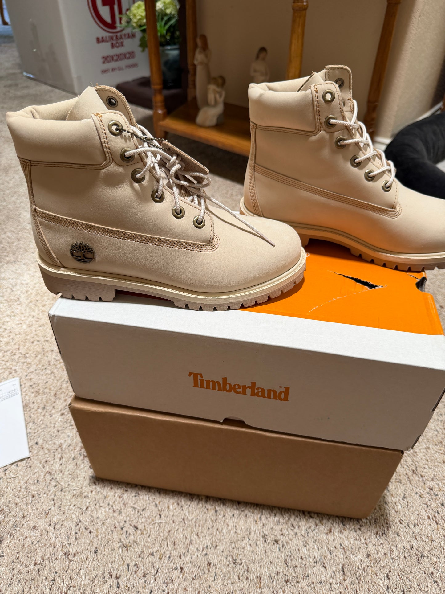 Timberland Beige Lace-Up Waterproof Work Boots
