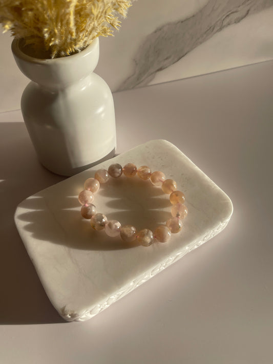Sakura Agate aka Flower Agate Elastic Bracelet