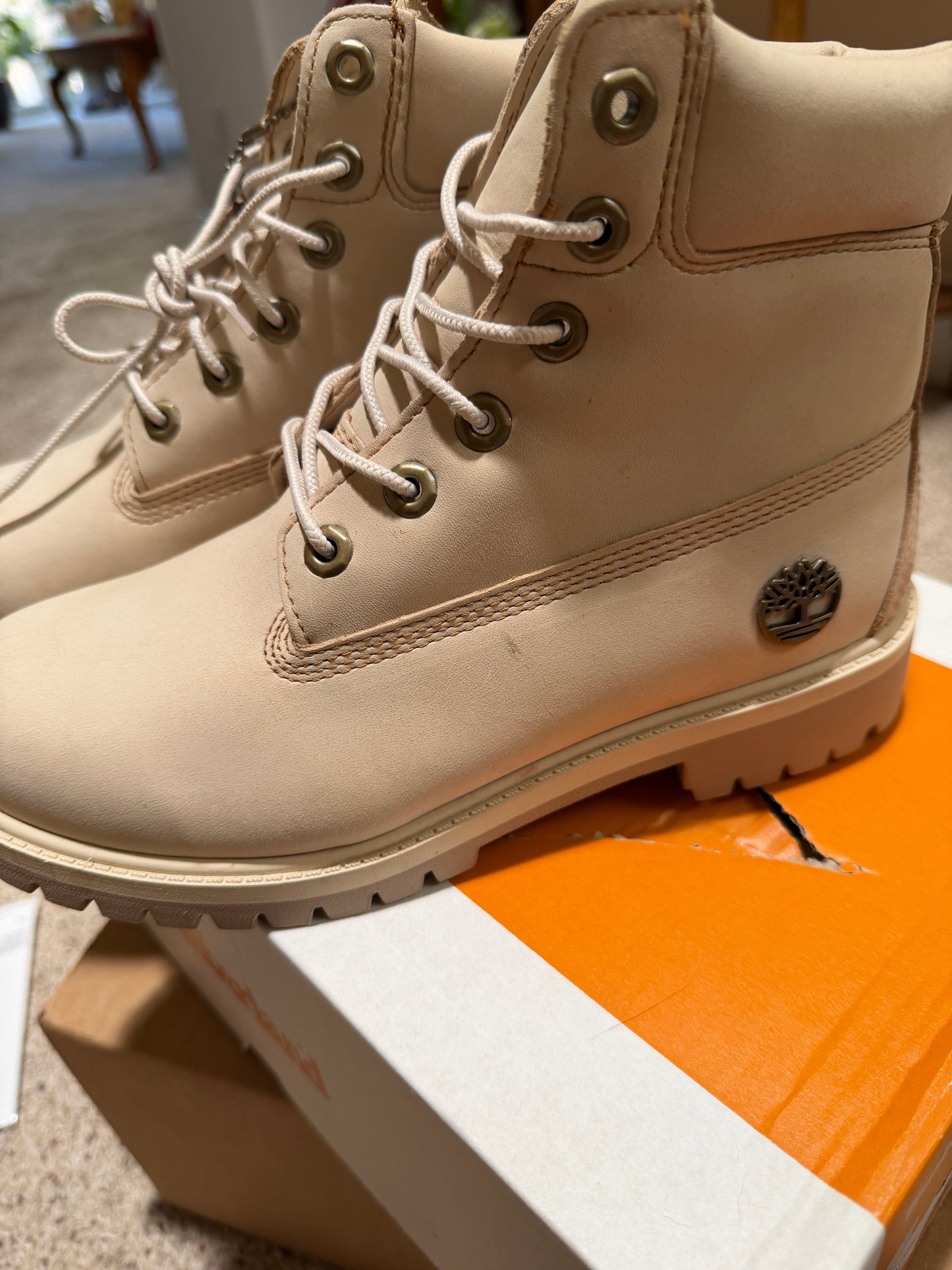 Timberland Beige Lace-Up Waterproof Work Boots