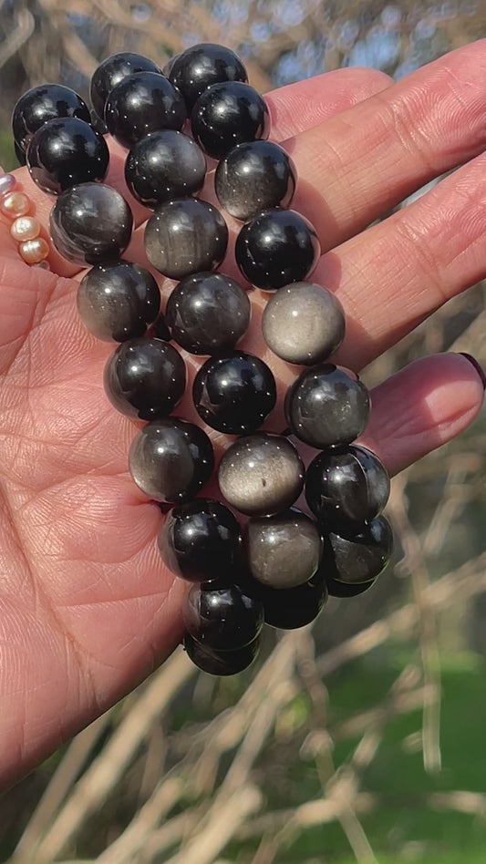 Silver Obsidian Bracelet